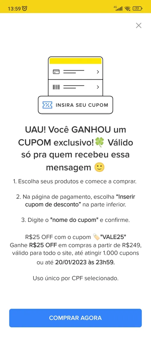 Imagem na descrição da promoção