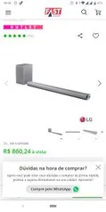 Soundbar LG com 2.1 Canais e 320W - SJ5 - R$860