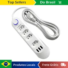 [R$17 Moedas/BR]Extensão COIBEU Tomada com USB, 2 metros,  Padrão Brasil