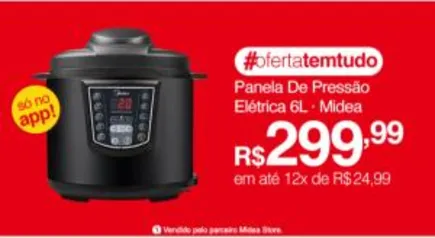 Panela De Pressão Elétrica 6L Midea Preta R$269