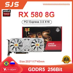 [CONTA NOVA R$298,97] SJS AMD RX580 8GB 2048SP Gaming Placa Gráfica GDDR5 256Bit PCI Express 3.0 