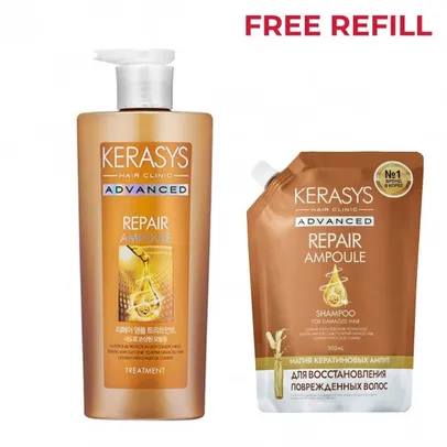 Kerasys Advanced Ampoule Repair Tratamento 600ml + Shampoo Refill 500ml 