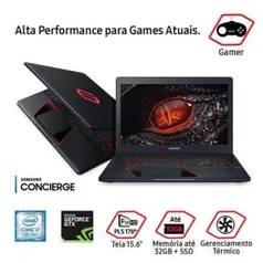 Notebook Gamer Samsung Odyssey GeForce GTX 1050 Core i7-7700HQ 8GB 1TB Full HD 15.6” NP800G5M-XG2BR - R$ 3609