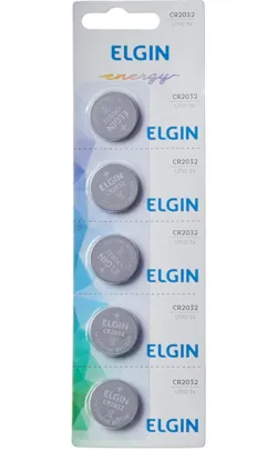 Elgin CR2032, Bateria de Litio 3V, Blister com 5 Baterias | R$9