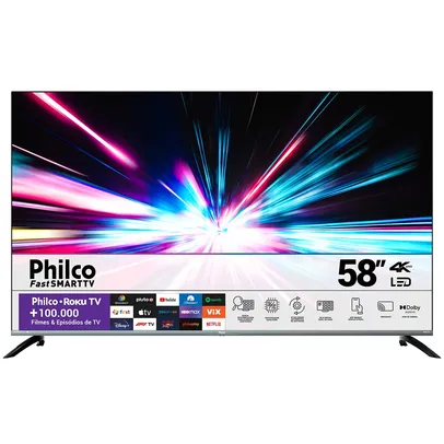 Smart TV 58" Roku Philco 4K Preto PTV58G70R2CSGBL