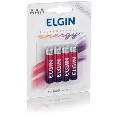 Pilhas Recarregáveis AAA Blister com 4 Elgin - Pilhas