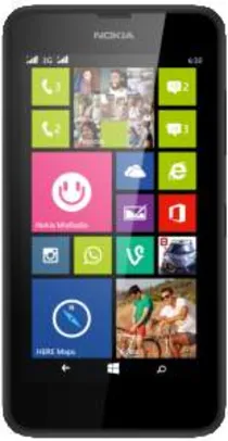 [Saraiva] Smartphone Nokia Lumia 630 Preto Tela 4.5" Windows 8.1 Câmera 5Mp Dual Chip Quad Core TV Digital por R$ 382