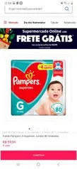 Fralda Pampers G Supersec Jumbo - 80 unidades | R$60