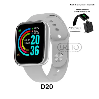 Foto do produto Relogio Digital D20 Pro Adulto e Infantil Bluetooth - Fit Pro, Branco