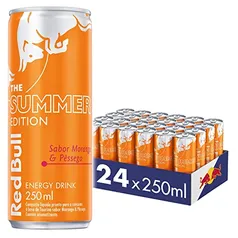 Energético Red Bull Energy Drink, Summer Morango e Pêssego Edition, 250 ml (Pacote de 24)