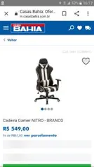 Cadeira Gamer NITRO - BRANCO | R$549