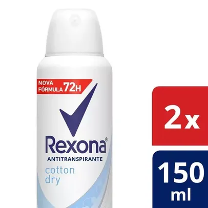 (R$ 8,99 cada) Desodorante Antitranspirante Aerosol Rexona Cotton Dry 72 Horas 2 X 150ml