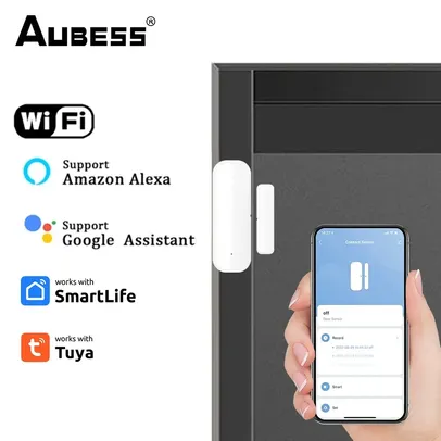 (moedas/taxa inclusa) Sensor de Porta e Janela Tuya - Compatível com Google e Alexa