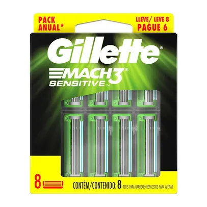Carga para Aparelho de Barbear Gillette Mach 3 Sensitive Leve 8 Pague 6