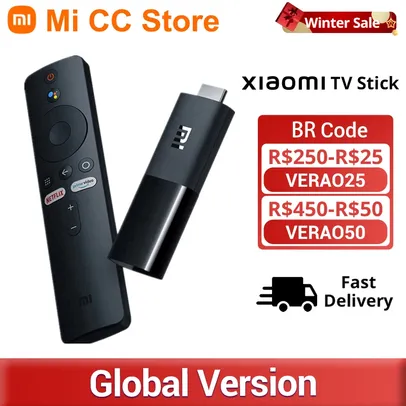 (Taxa Inclusa) Xiaomi Mi TV Stick 1080p Versão Global, Android TV, HDR, Google Assistente - Transforma TV em Smart TV