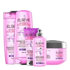 Kit Elseve Hidra Hialurônico Shampoo 400ml + Condicionador 400ml + Creme Para Pentear 250ml + Creme de Tratamento 300g + Creme Noturno 200g