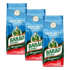 Kit Com 3 Erva Mate Tipo Argentina Export Chimarrão Barão de Cotegipe 1,5 kg