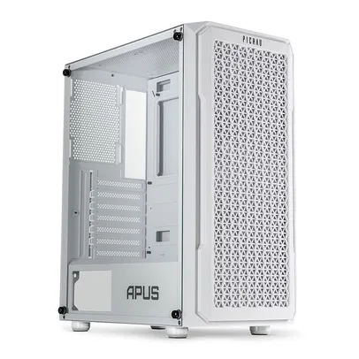 (3 FANS) Gabinete Gamer Pichau Apus White, Mid-Tower, Lateral de Vidro Temperado, Branco, PG-APS-WHT01