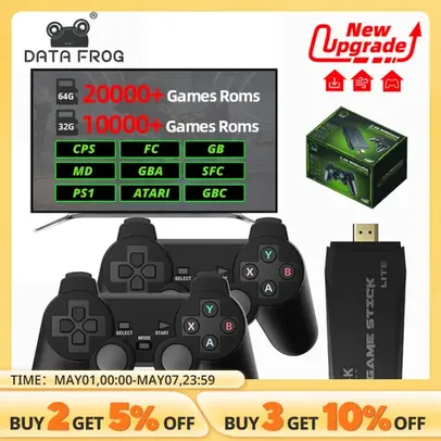 [TAXA INCLUSA] DATA FROG Retro Video Game Console 2.4G Console Jogo Sem Fio Vara 4k 10000 Jogos