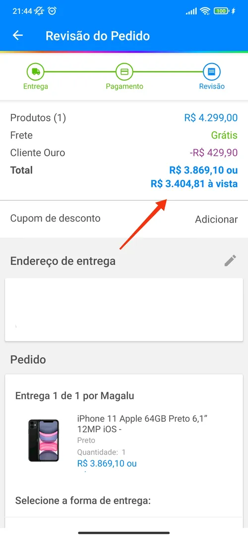 Imagem na descrição da promoção