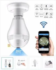 Camera Lampada Alta Definicao 360 Panoramica Espia Wifi Ip Seguraca Vr V380 - R$87