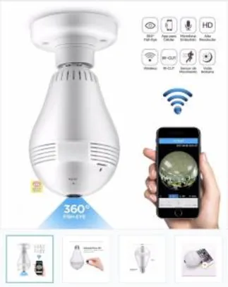 Camera Lampada Alta Definicao 360 Panoramica Espia Wifi Ip Seguraca Vr V380 - R$87