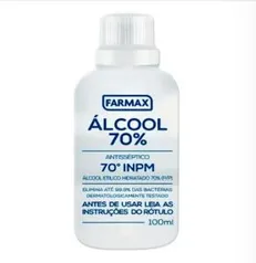 [Leve 2 pague 1] Álcool Líquido Farmax 70% 100ml | R$0,99