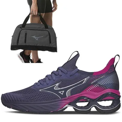 Kit Tênis Feminino Wave Invictus 3 + Mala Unissex Mizuno GYM 40