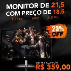 Monitor Pctop 21,5 Pol, Full HD, 60Hz, TDD-DM2150KB - R$359