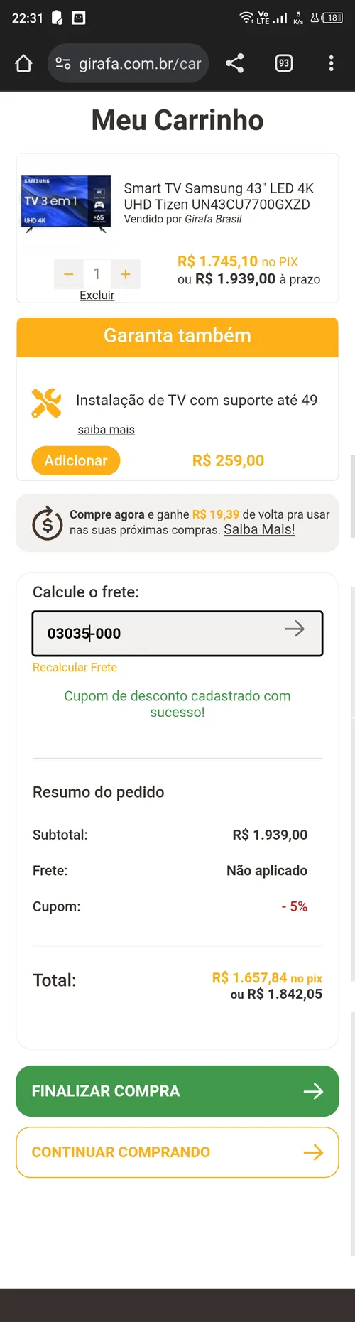 Imagem na descrição da promoção