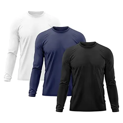 Kit 3 Camisetas Masculina Manga Longa Térmica Proteção Solar UV Dry Fit Segunda Pele X