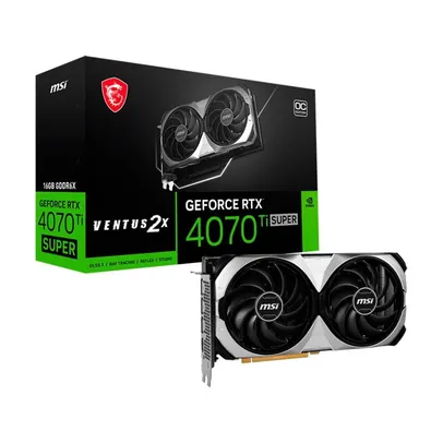 [Com Cashback R$ 5039]Placa de Vídeo RTX 4070 Ti Super MSI 16G Ventus 2X OC NVIDIA GeForce, 16GB GDDR6X, DLSS, Ray Tracing