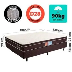 [R$ 517,01 com AME] Cama Box Casal com Colchão Pillow Top - Molas Ensacadas - Bf colchões