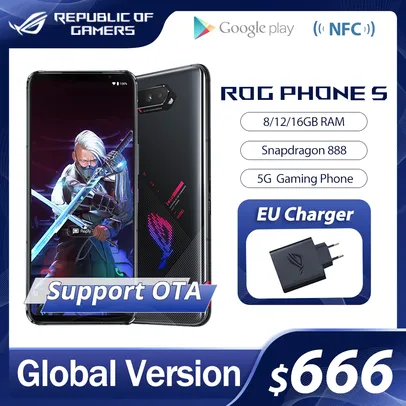 Smartphone Gamer Asus ROG Phone 5 8GB+128GB 144Hz | R$3.662