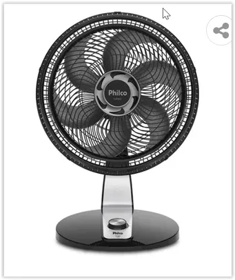 Ventilador de Mesa Philco Turbo PVT400 40cm com 6 Pás e 3 Velocidades | R$ 131