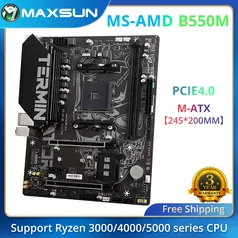 Maxsun Terminator AMD B550m Placa mãe Duplo Canal DDR4 USB3.1 PCIE 4.0 AM4 S