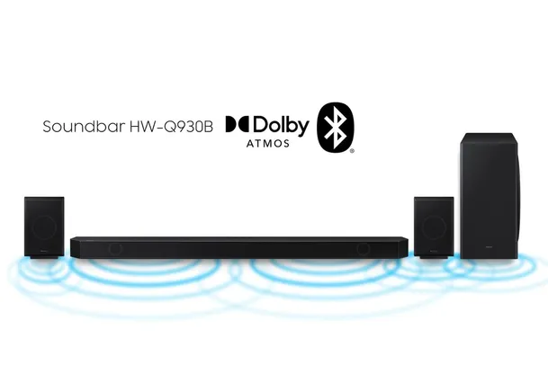 Soundbar Samsung HW-Q930B, com 9.1.4 canais, Dolby Atmos, Acoustic Beam, Sincronia Sonora e Alexa