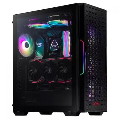 Gabinete Gamer XPG Starker Air, Mid Tower, Vidro temperado, Black, Sem Fonte, 2x Fans, RGB, STARKERAIR-BKCWW