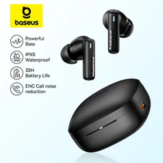 [Imposto Incluso] Baseus Bowie E19 Fones de ouvido sem fio, Bluetooth 5.3, Big Bass, Drivers de 12mm, Fones de ouvido à prova d'água IPX5 