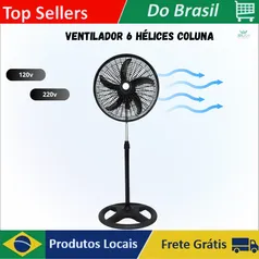 [Do Brasil/App] Ventilador 6 Hélices Coluna Pedestal Silencioso 127V e 220V 45W 40cm