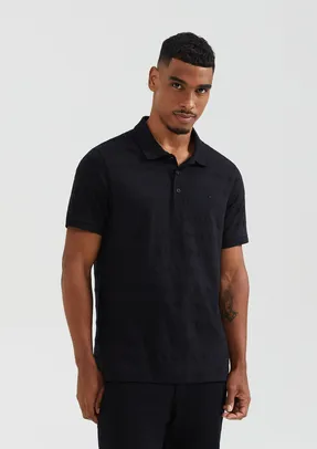 Camisa Polo Masculina Manga Curta Com Bordado - Preto