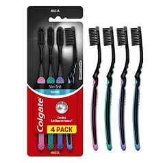 (2 Kits por R$41,84) Colgate Slim Soft Carvão - Escova Dental, pacote de 4 unidades