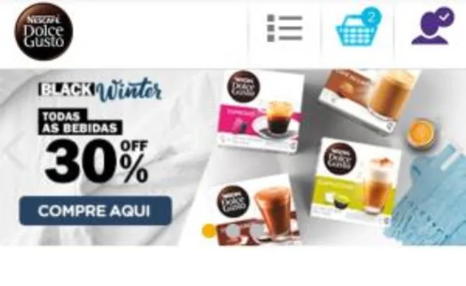 Todas as bebidas Dolce Gusto com 30% de desconto.