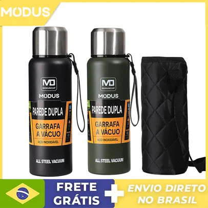 [Brasil] Garrafa Térmica Modus 1000 ml de Aço Inoxidável Portátil Vácuo Isolado Tumbler com Saco para Atividades ao ar livre