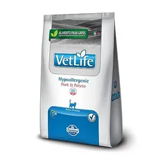 VETLIFE Ração Seca Farmina Vet Life Natural Hypoallergenic Pork E Potato Para Gatos Adultos - 2Kg