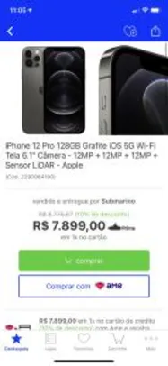 iPhone 12 PRO 128GB - GRAFITE | R$7899