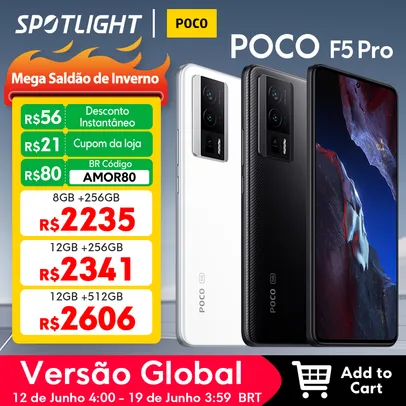 Smartphone POCO F5 Pro 8GB 256GB Snapdragon®8 + Gen 1 6.67" 64MP Global Versão