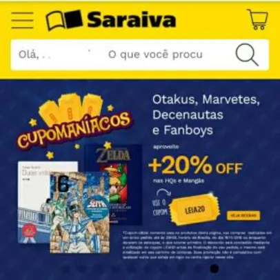 HQ's e Mangás com 20% OFF na Saraiva online