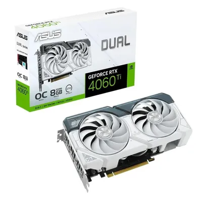 Placa De Vídeo Asus Geforce, Rtx 4060 Ti, Dual, White Oc 8g, GDDR6 128 Bits - Dual-rtx4060ti-o8g-white