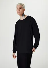 Camiseta Básica Masculina Slim Manga Longa - Preto